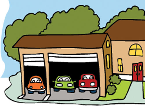 Английские слова на тему транспорт. Картинка к слову: garage