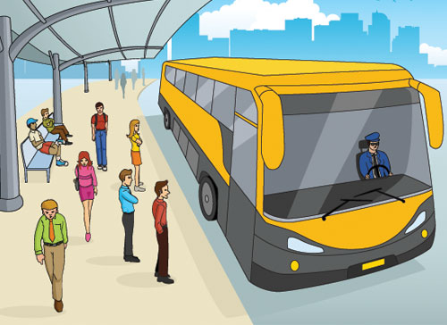 Английские слова на тему транспорт. Картинка к слову: bus stop